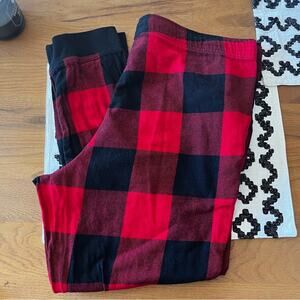 Old Navy red black buffalo check flannel jogger pajama pants mens size XL